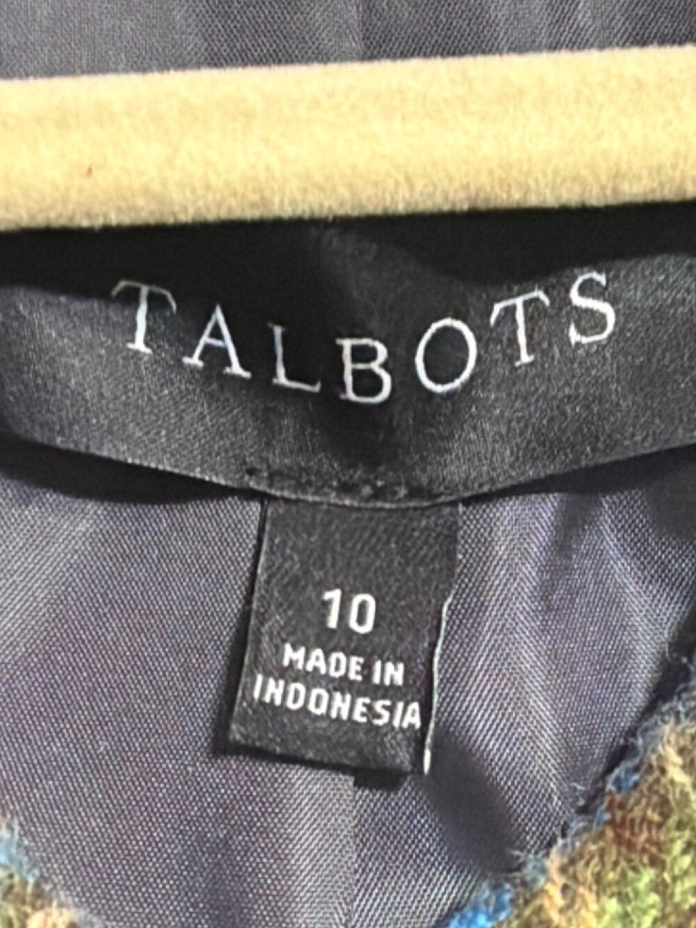 Talbots Shetland Officer Jacket Green Apple Plaid Gold Buttons Wool Blend Sz 10 - Picture 5 of 5